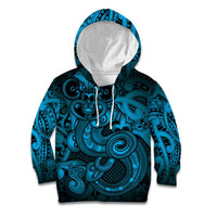 Aotearoa Maori Hei Tiki Kid Hoodie Kikorangi Kowhaiwhai Puhoro Motif LT9 Hoodie Blue - Polynesian Pride