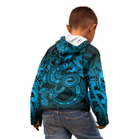 Aotearoa Maori Hei Tiki Kid Hoodie Kikorangi Kowhaiwhai Puhoro Motif LT9 - Polynesian Pride