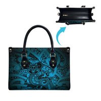 Aotearoa Maori Hei Tiki Leather Bag Kikorangi Kowhaiwhai Puhoro Motif LT9 - Polynesian Pride