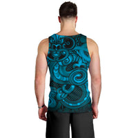 Aotearoa Maori Hei Tiki Men Tank Top Kikorangi Kowhaiwhai Puhoro Motif LT9 - Polynesian Pride