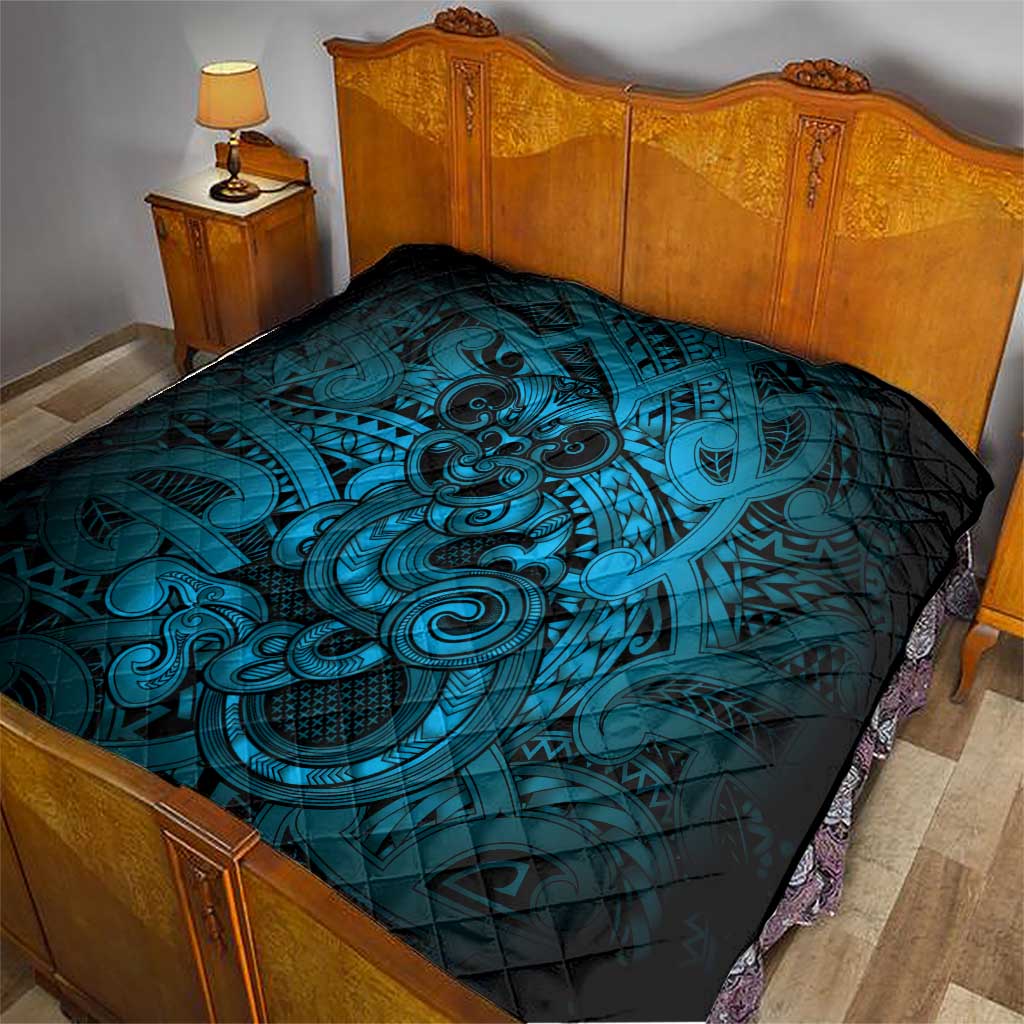 Aotearoa Maori Hei Tiki Quilt Kikorangi Kowhaiwhai Puhoro Motif LT9 - Polynesian Pride