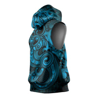 Aotearoa Maori Hei Tiki Sleeveless Hoodie Kikorangi Kowhaiwhai Puhoro Motif LT9 - Polynesian Pride