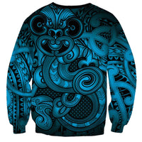 Aotearoa Maori Hei Tiki Sweatshirt Kikorangi Kowhaiwhai Puhoro Motif LT9 - Polynesian Pride