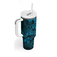 Aotearoa Maori Hei Tiki Tumbler With Handle Kikorangi Kowhaiwhai Puhoro Motif LT9 - Polynesian Pride