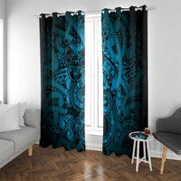 Aotearoa Maori Hei Tiki Window Curtain Kikorangi Kowhaiwhai Puhoro Motif LT9 With Grommets Blue - Polynesian Pride