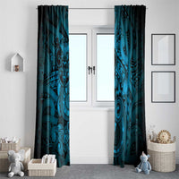Aotearoa Maori Hei Tiki Window Curtain Kikorangi Kowhaiwhai Puhoro Motif LT9 - Polynesian Pride