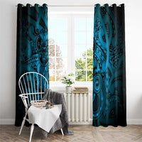 Aotearoa Maori Hei Tiki Window Curtain Kikorangi Kowhaiwhai Puhoro Motif LT9 - Polynesian Pride