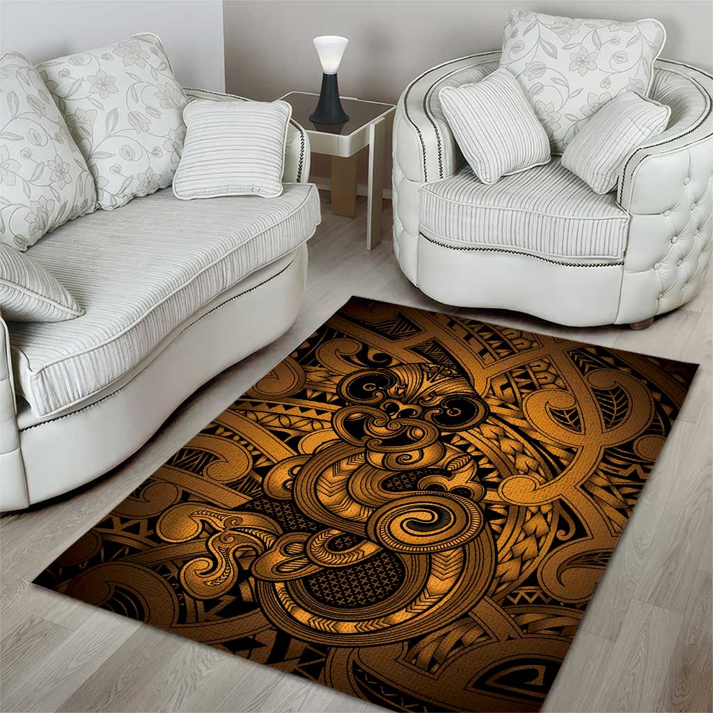 Aotearoa Maori Hei Tiki Area Rug Koura Kowhaiwhai Puhoro Motif