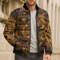 Aotearoa Maori Hei Tiki Bomber Puffer Jacket Koura Kowhaiwhai Puhoro Motif