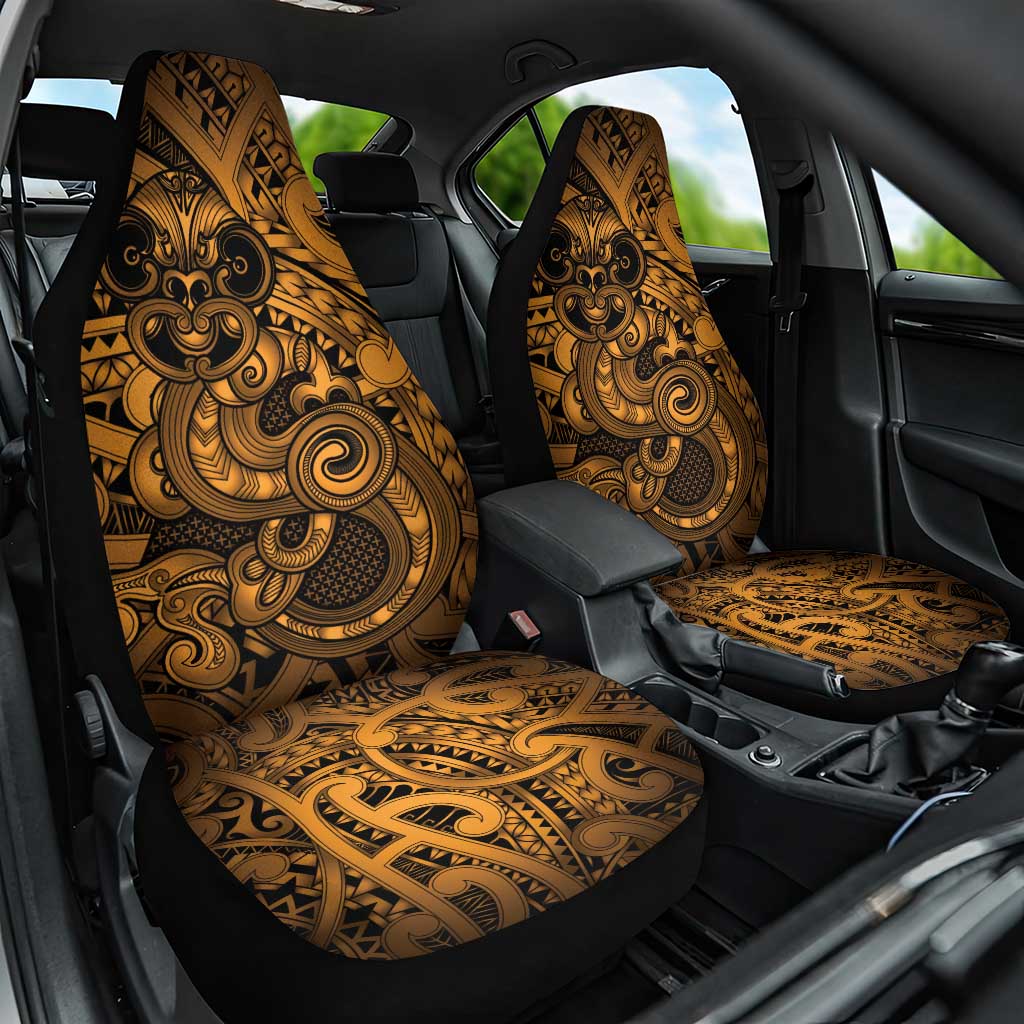 Aotearoa Maori Hei Tiki Car Seat Cover Koura Kowhaiwhai Puhoro Motif LT9 One Size Gold - Polynesian Pride