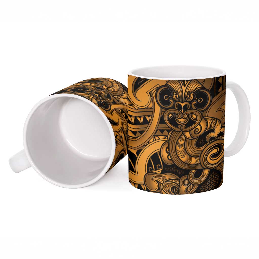 Aotearoa Maori Hei Tiki Ceramic Mug Koura Kowhaiwhai Puhoro Motif LT9 - Polynesian Pride
