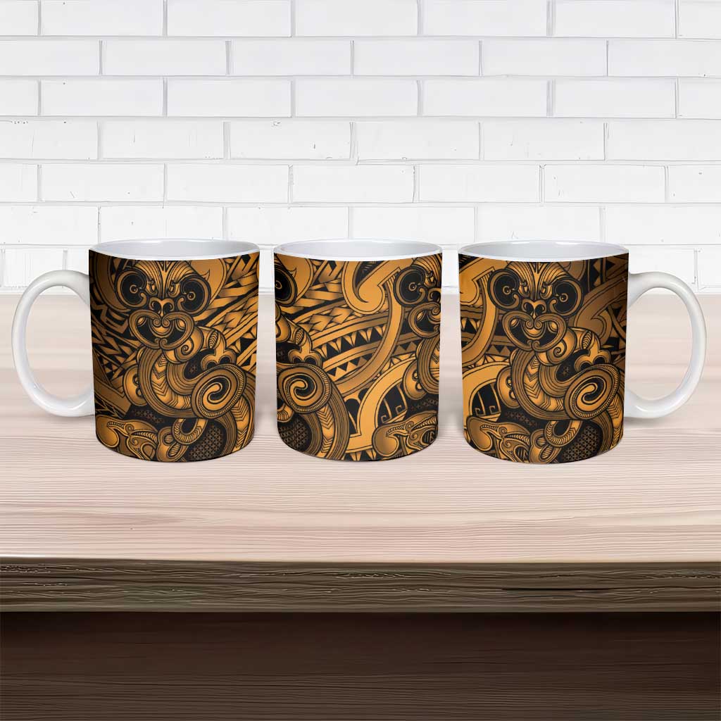 Aotearoa Maori Hei Tiki Ceramic Mug Koura Kowhaiwhai Puhoro Motif LT9 - Polynesian Pride