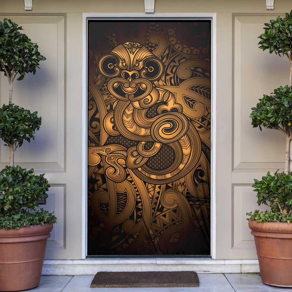 Aotearoa Maori Hei Tiki Door Cover Koura Kowhaiwhai Puhoro Motif LT9 Gold - Polynesian Pride