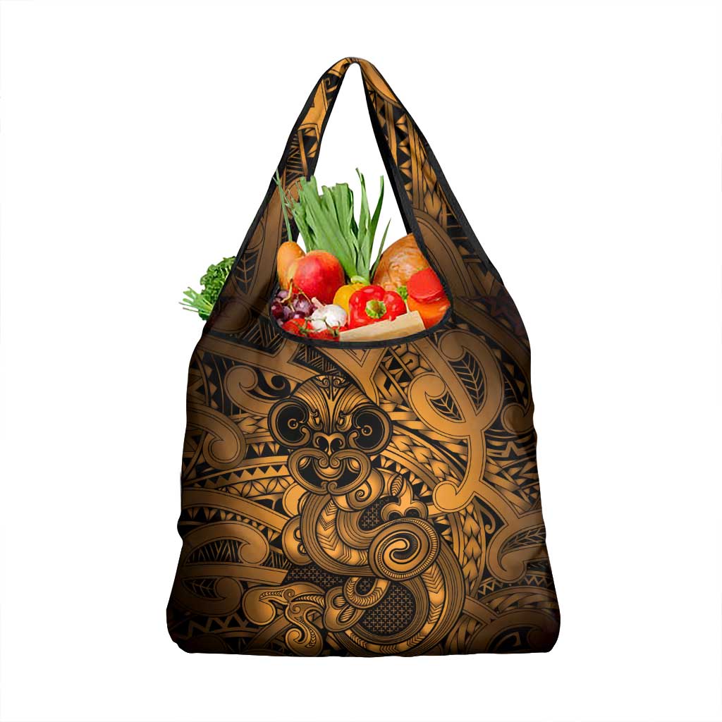 Aotearoa Maori Hei Tiki Grocery Bag Koura Kowhaiwhai Puhoro Motif LT9 1-pack One Size Gold - Polynesian Pride