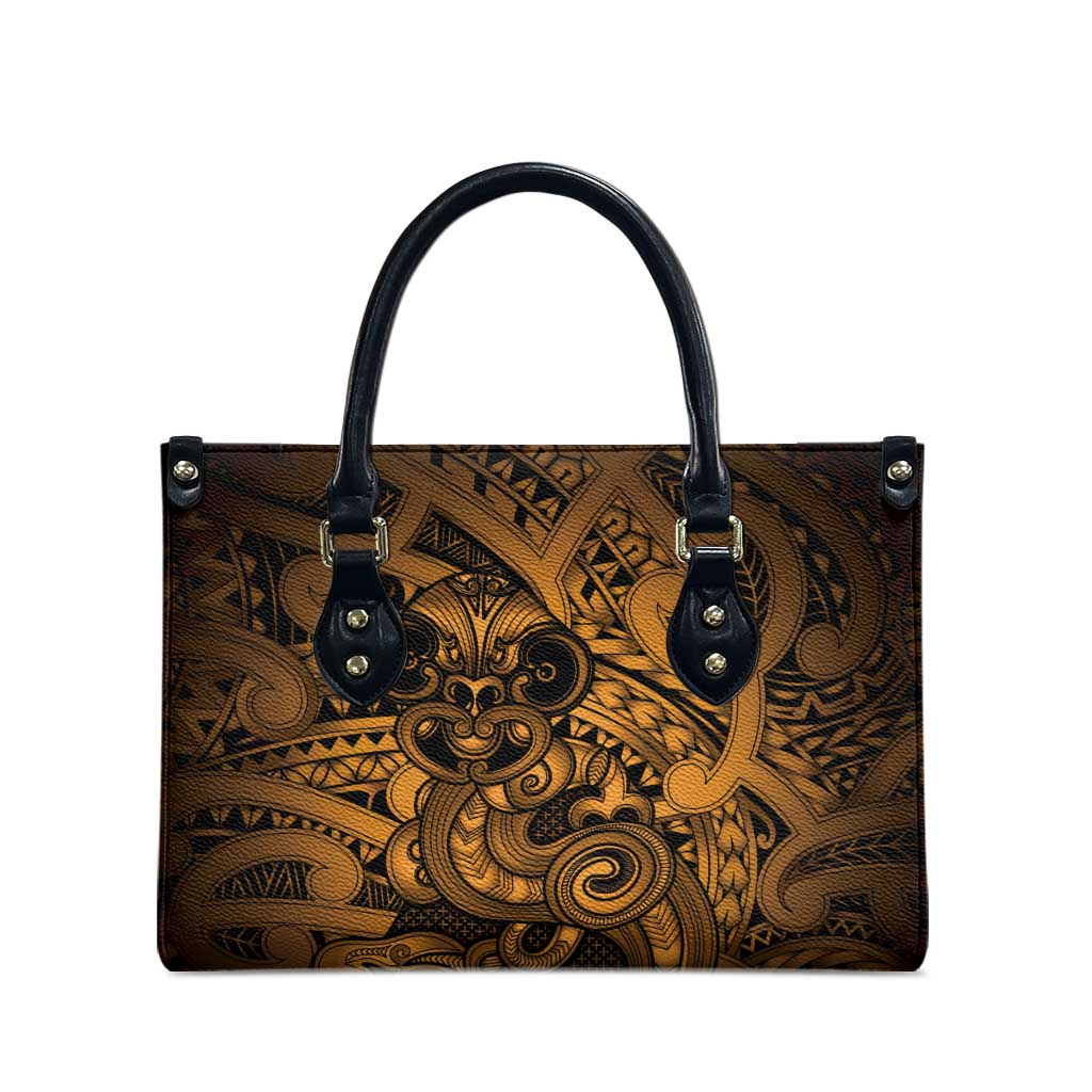 Aotearoa Maori Hei Tiki Leather Bag Koura Kowhaiwhai Puhoro Motif