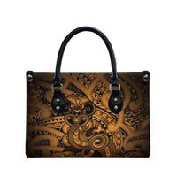 Aotearoa Maori Hei Tiki Leather Bag Koura Kowhaiwhai Puhoro Motif
