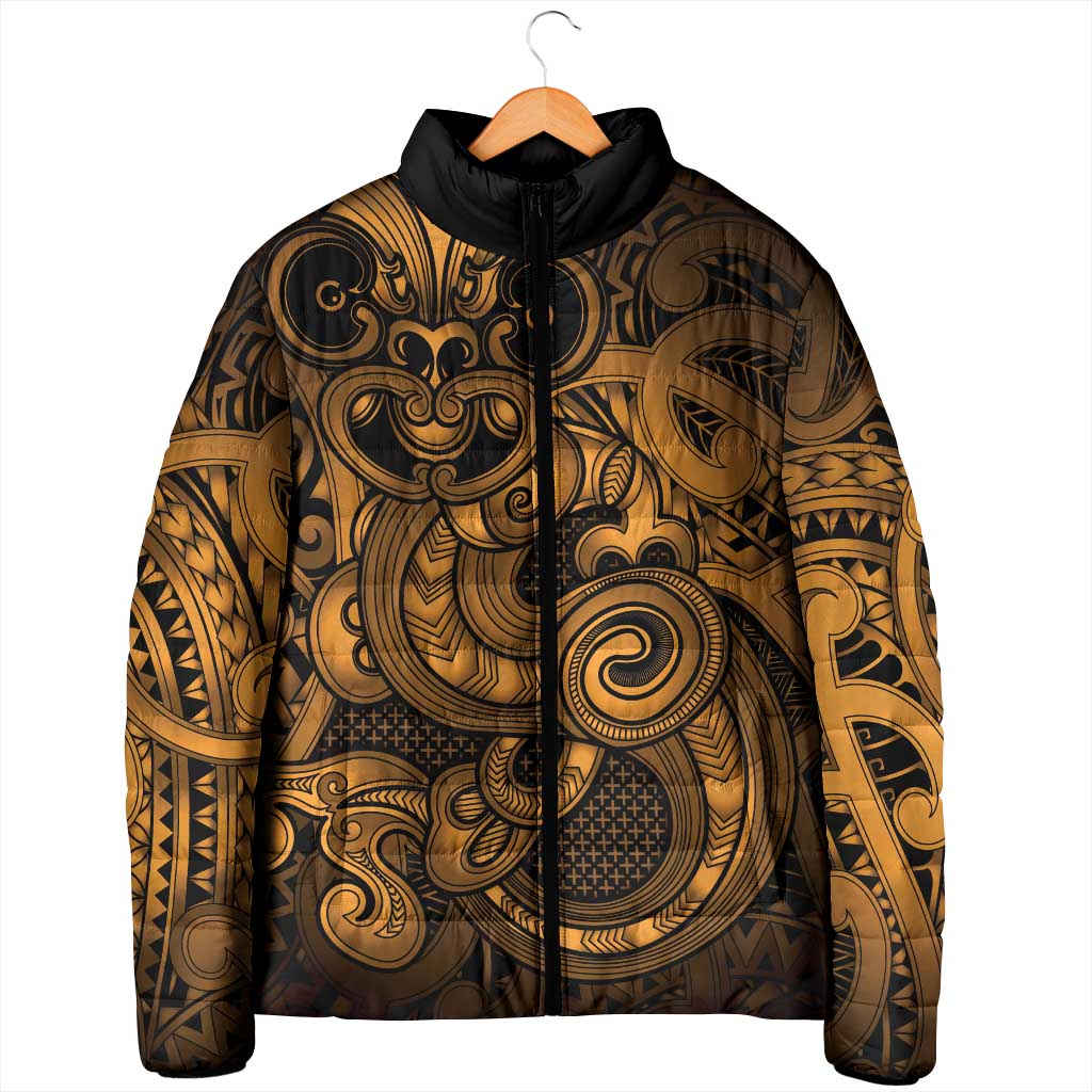 Aotearoa Maori Hei Tiki Padded Jacket Koura Kowhaiwhai Puhoro Motif