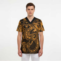 Aotearoa Maori Hei Tiki Scrub Top Koura Kowhaiwhai Puhoro Motif