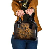 Aotearoa Maori Hei Tiki Shoulder Handbag Koura Kowhaiwhai Puhoro Motif LT9 One Size Gold - Polynesian Pride