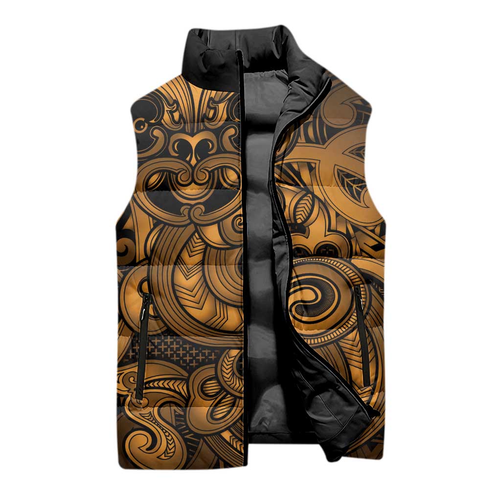 Aotearoa Maori Hei Tiki Sleeveless Puffer Jacket Koura Kowhaiwhai Puhoro Motif