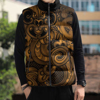 Aotearoa Maori Hei Tiki Sleeveless Puffer Jacket Koura Kowhaiwhai Puhoro Motif
