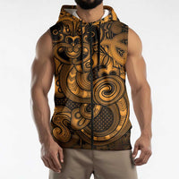Aotearoa Maori Hei Tiki Sleeveless Zip Hoodie Koura Kowhaiwhai Puhoro Motif LT9 - Polynesian Pride