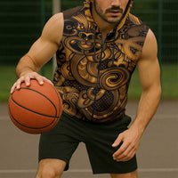 Aotearoa Maori Hei Tiki Sleeveless Zip Hoodie Koura Kowhaiwhai Puhoro Motif LT9 - Polynesian Pride