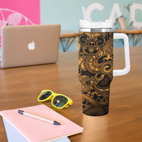 Aotearoa Maori Hei Tiki Tumbler With Handle Koura Kowhaiwhai Puhoro Motif LT9 - Polynesian Pride
