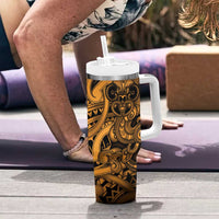 Aotearoa Maori Hei Tiki Tumbler With Handle Koura Kowhaiwhai Puhoro Motif LT9 - Polynesian Pride