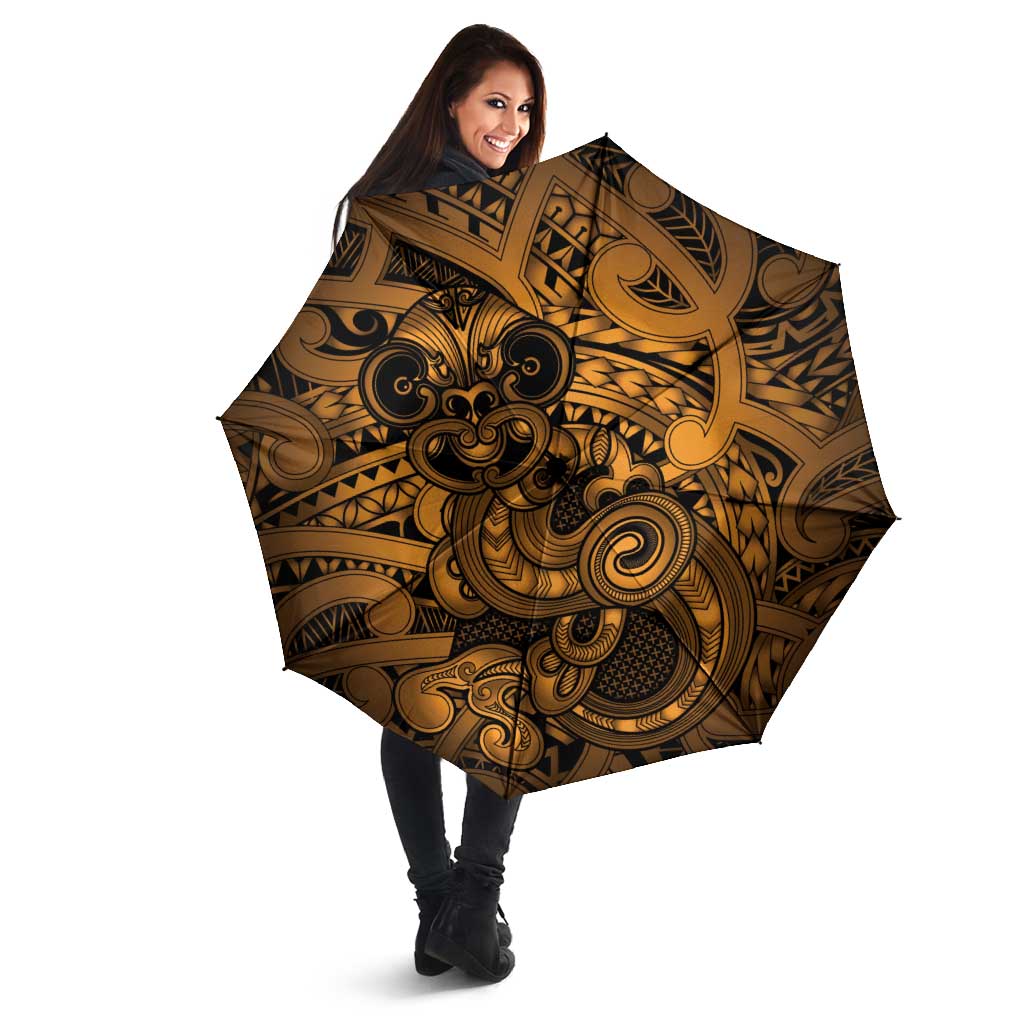 Aotearoa Maori Hei Tiki Umbrella Koura Kowhaiwhai Puhoro Motif