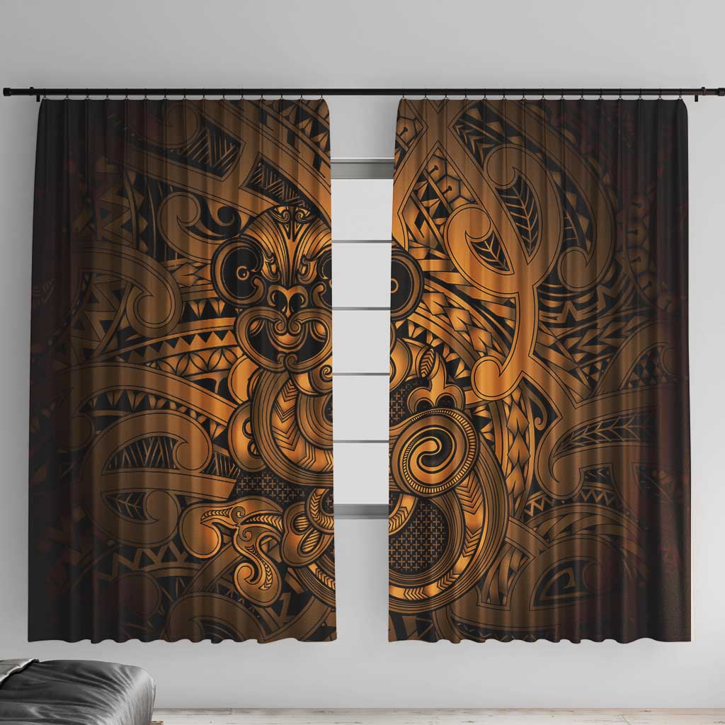 Aotearoa Maori Hei Tiki Window Curtain Koura Kowhaiwhai Puhoro Motif