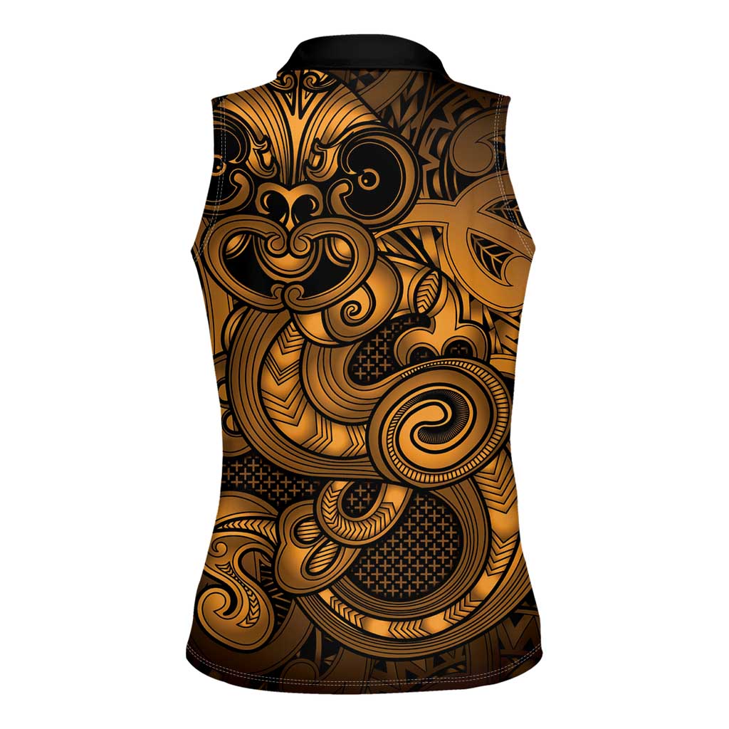 Aotearoa Maori Hei Tiki Women Sleeveless Polo Shirt Koura Kowhaiwhai Puhoro Motif LT9 - Polynesian Pride
