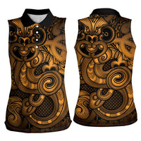 Aotearoa Maori Hei Tiki Women Sleeveless Polo Shirt Koura Kowhaiwhai Puhoro Motif LT9 - Polynesian Pride