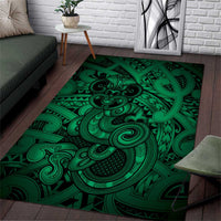Aotearoa Maori Hei Tiki Area Rug Kakariki Kowhaiwhai Puhoro Motif LT9 Green - Polynesian Pride