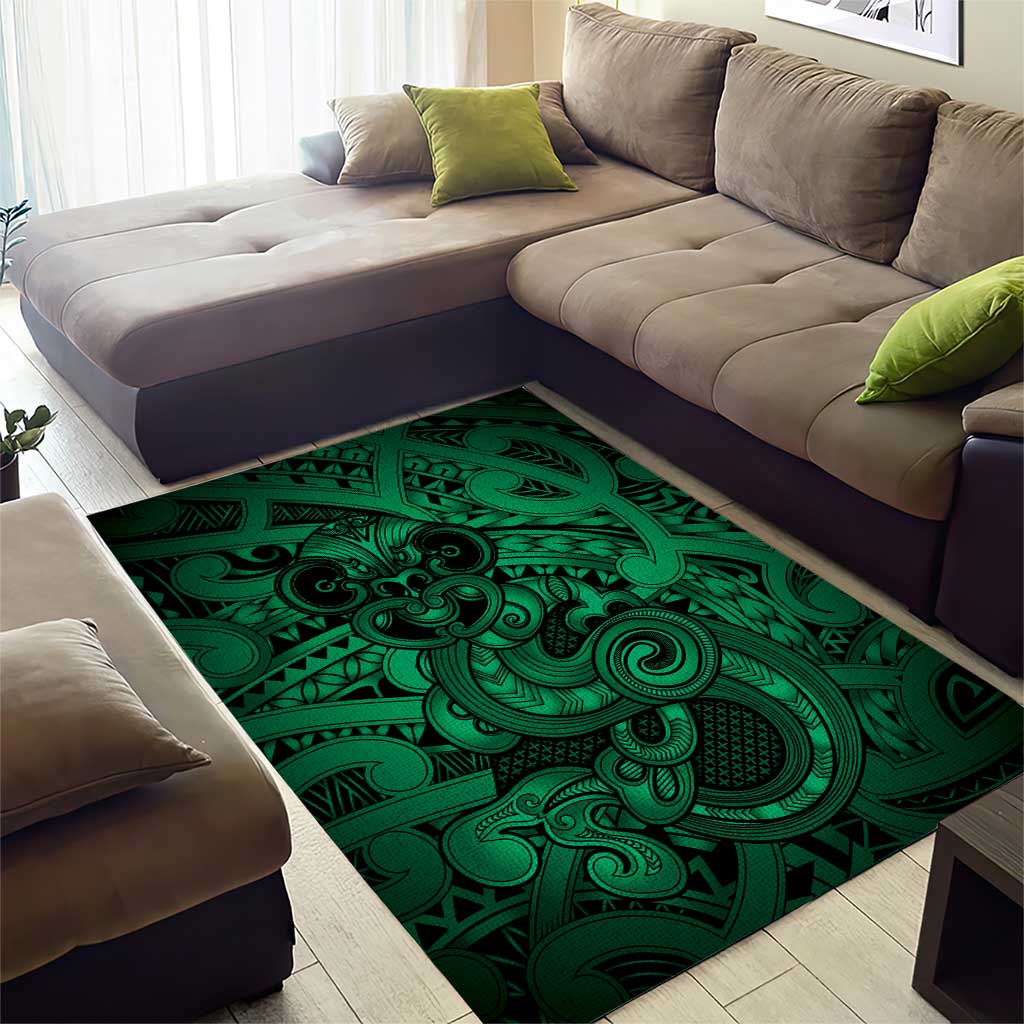 Aotearoa Maori Hei Tiki Area Rug Kakariki Kowhaiwhai Puhoro Motif LT9 - Polynesian Pride
