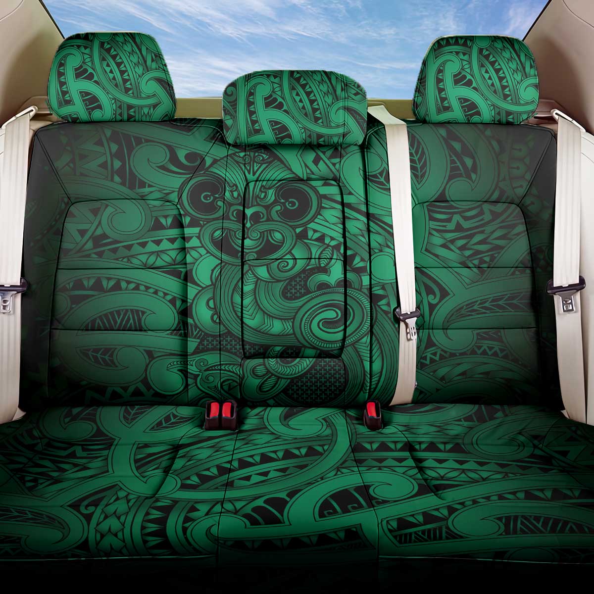 Aotearoa Maori Hei Tiki Back Car Seat Cover Kakariki Kowhaiwhai Puhoro Motif LT9 One Size Green - Polynesian Pride