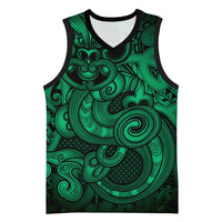 Aotearoa Maori Hei Tiki Basketball Jersey Kakariki Kowhaiwhai Puhoro Motif LT9 Unisex Green - Polynesian Pride