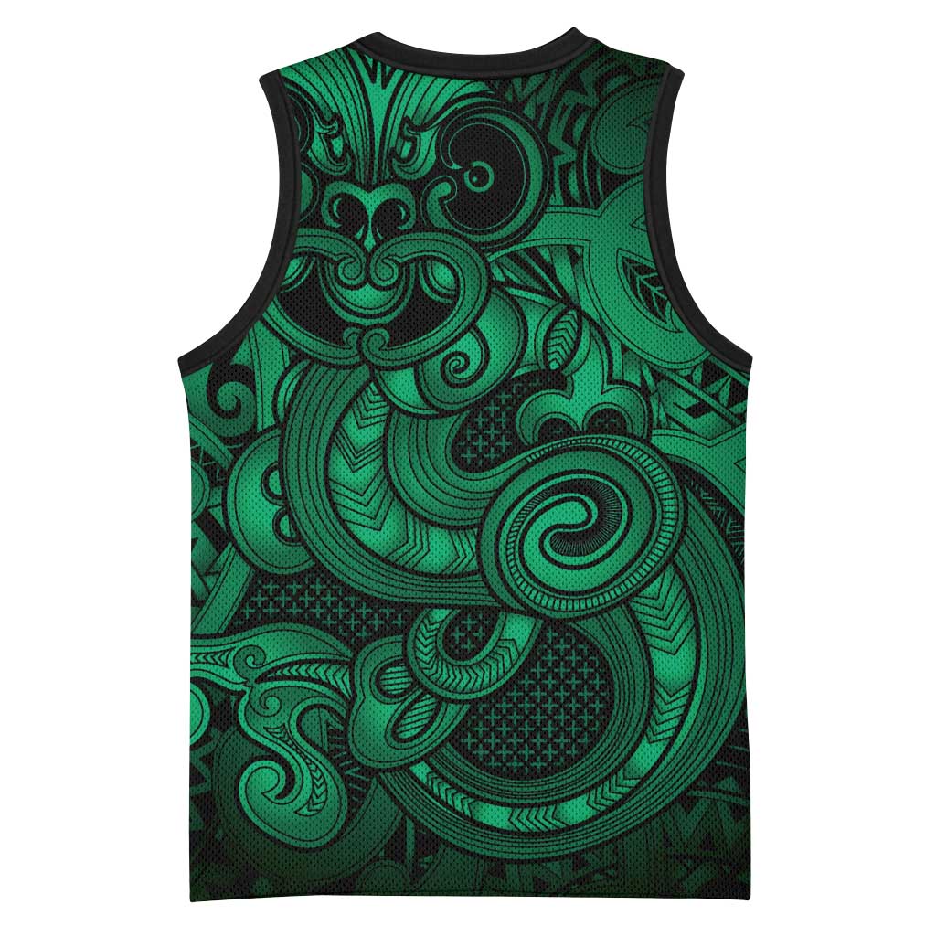 Aotearoa Maori Hei Tiki Basketball Jersey Kakariki Kowhaiwhai Puhoro Motif LT9 - Polynesian Pride
