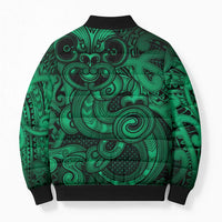 Aotearoa Maori Hei Tiki Bomber Puffer Jacket Kakariki Kowhaiwhai Puhoro Motif