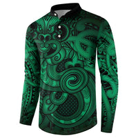 Aotearoa Maori Hei Tiki Button Sweatshirt Kakariki Kowhaiwhai Puhoro Motif