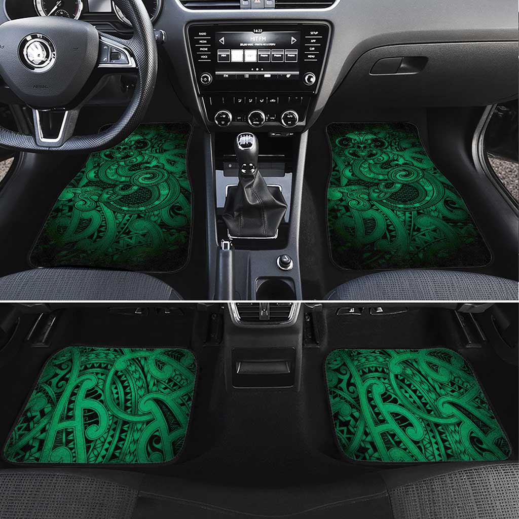 Aotearoa Maori Hei Tiki Car Mats Kakariki Kowhaiwhai Puhoro Motif LT9 Set 4pcs Green - Polynesian Pride