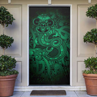 Aotearoa Maori Hei Tiki Door Cover Kakariki Kowhaiwhai Puhoro Motif LT9 Green - Polynesian Pride
