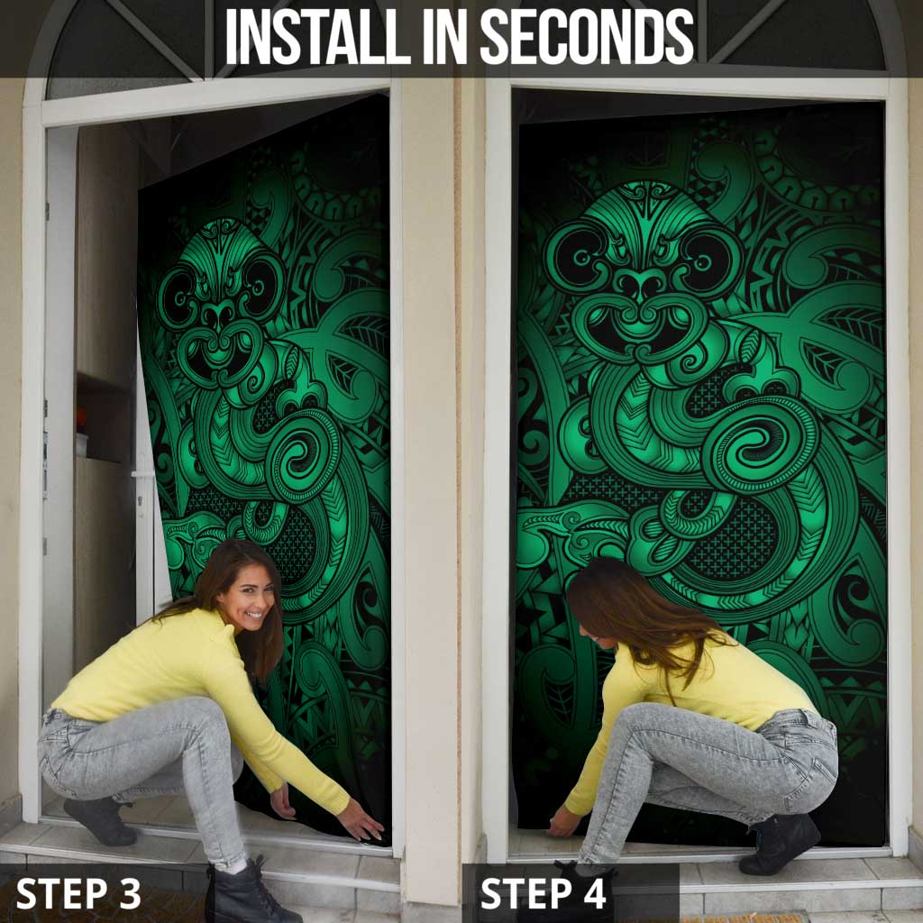 Aotearoa Maori Hei Tiki Door Cover Kakariki Kowhaiwhai Puhoro Motif LT9 - Polynesian Pride