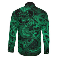 Aotearoa Maori Hei Tiki Family Matching Puletasi and Hawaiian Shirt Kakariki Kowhaiwhai Puhoro Motif LT9 - Polynesian Pride