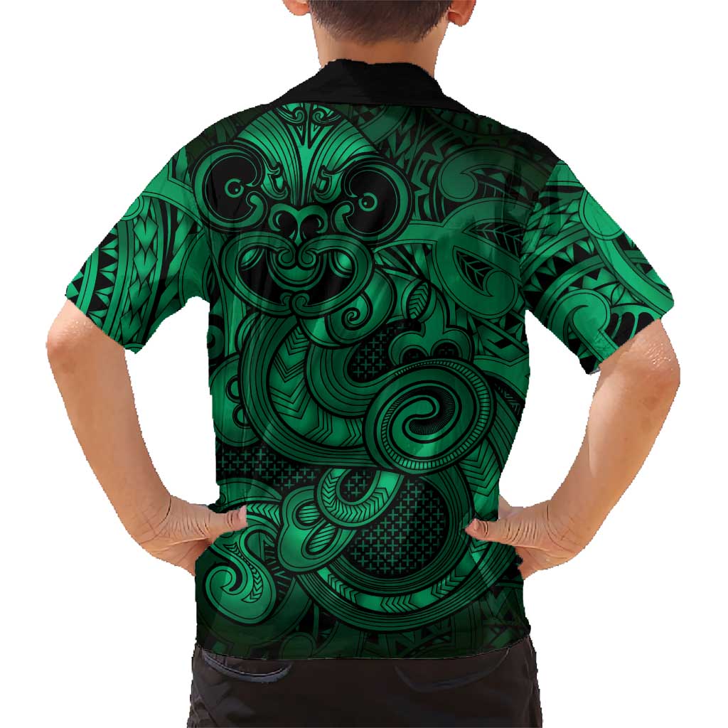 Aotearoa Maori Hei Tiki Family Matching Summer Maxi Dress and Hawaiian Shirt Kakariki Kowhaiwhai Puhoro Motif LT9 - Polynesian Pride