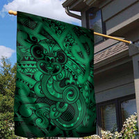 Aotearoa Maori Hei Tiki Garden Flag Kakariki Kowhaiwhai Puhoro Motif