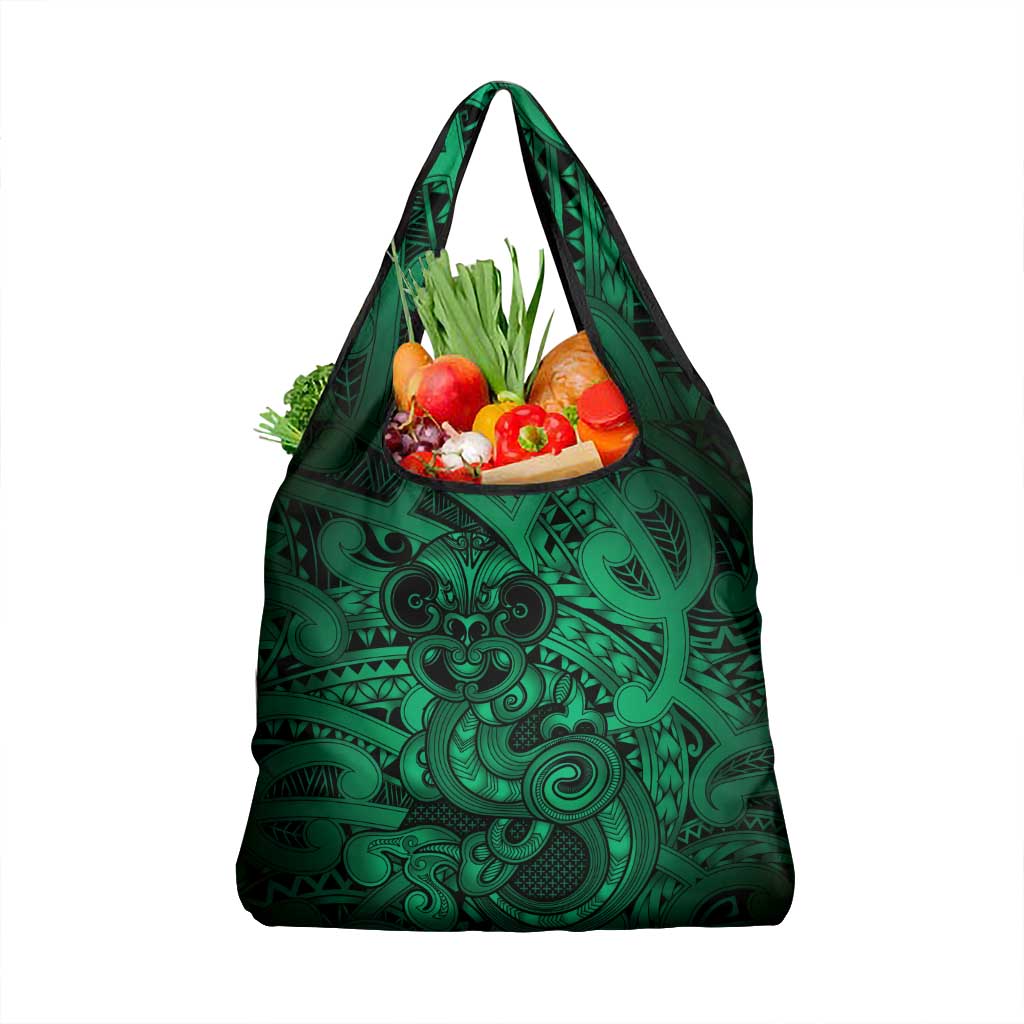 Aotearoa Maori Hei Tiki Grocery Bag Kakariki Kowhaiwhai Puhoro Motif LT9 1-pack One Size Green - Polynesian Pride