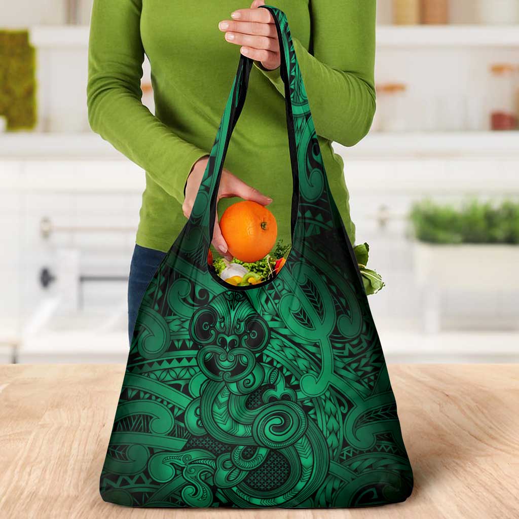 Aotearoa Maori Hei Tiki Grocery Bag Kakariki Kowhaiwhai Puhoro Motif LT9 - Polynesian Pride
