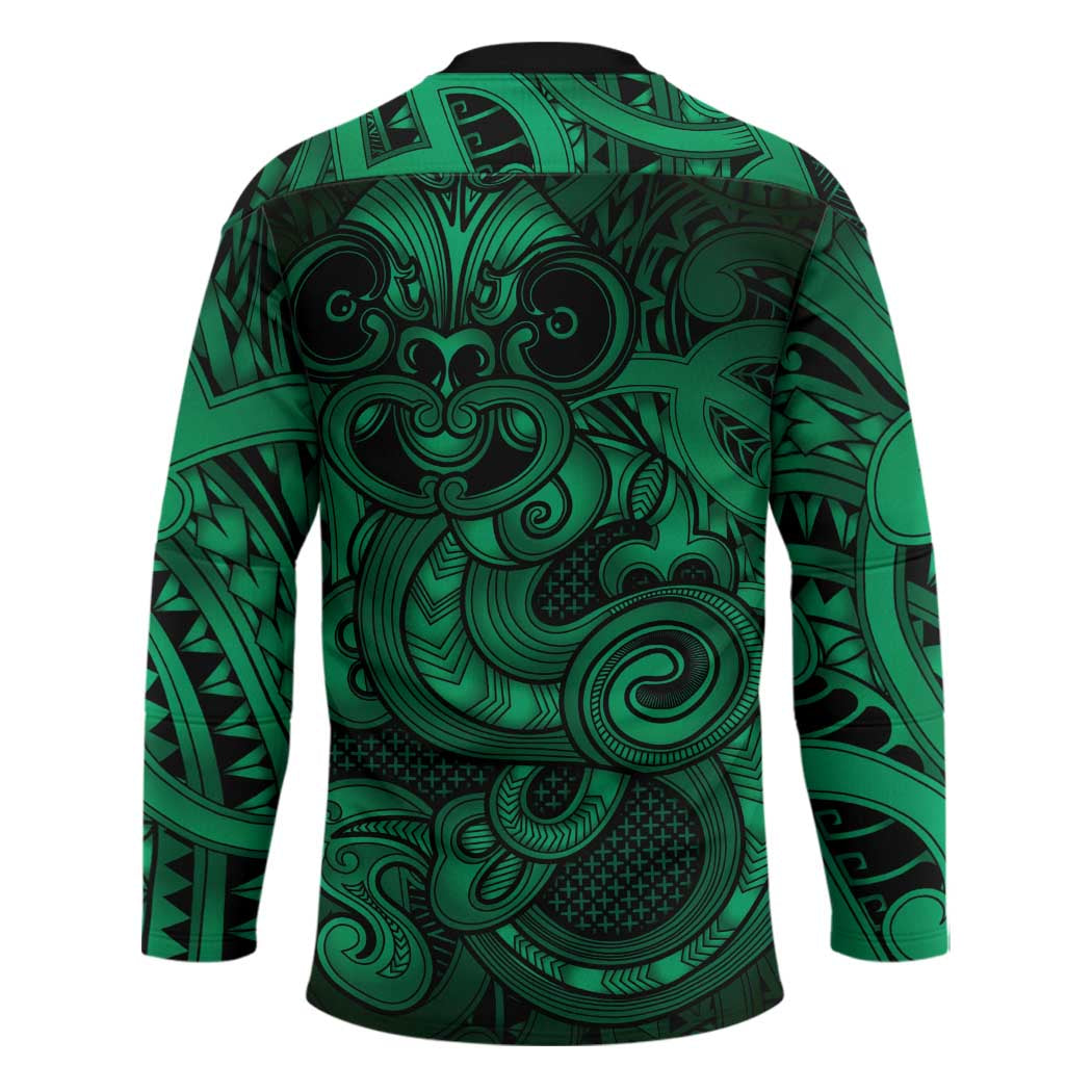 Aotearoa Maori Hei Tiki Hockey Jersey Kakariki Kowhaiwhai Puhoro Motif LT9 - Polynesian Pride