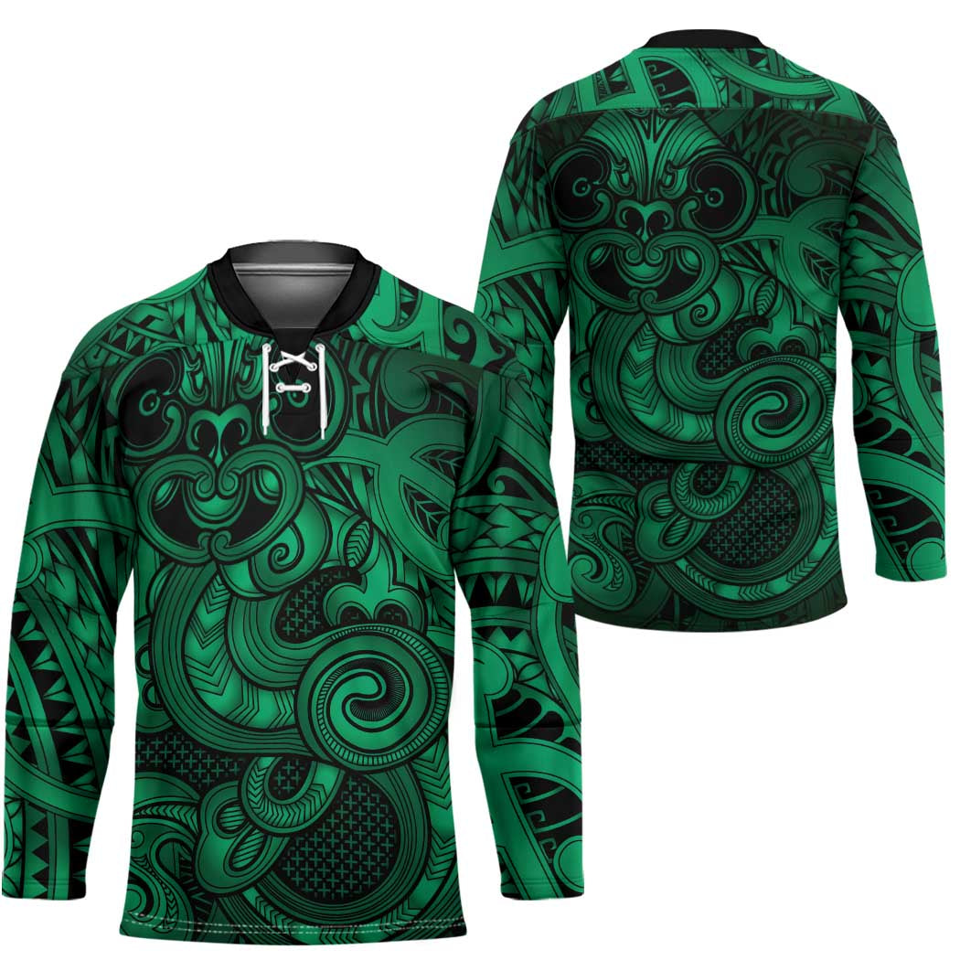 Aotearoa Maori Hei Tiki Hockey Jersey Kakariki Kowhaiwhai Puhoro Motif LT9 - Polynesian Pride